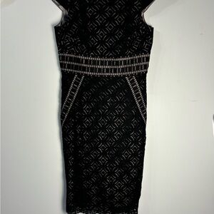 Antonio Milani Elegant Black and Gray Geometric Dress